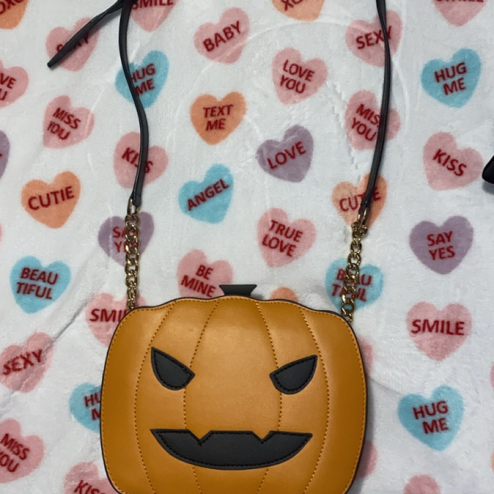Pumpkin Face Crossbody Bag - Orange and Black